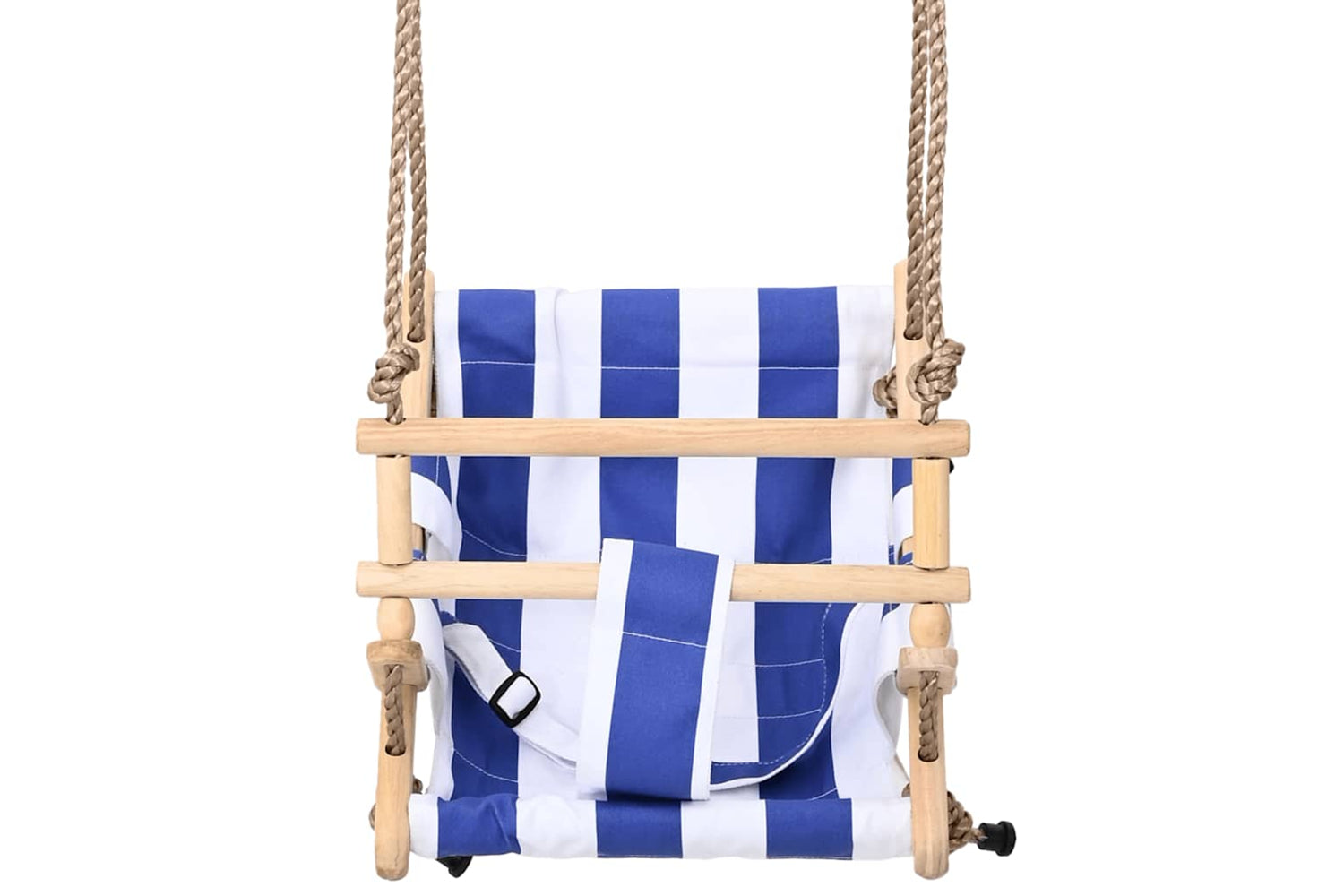 Vidaxl Baby Swing With Safety Belt Cotton Wood Blue-3
