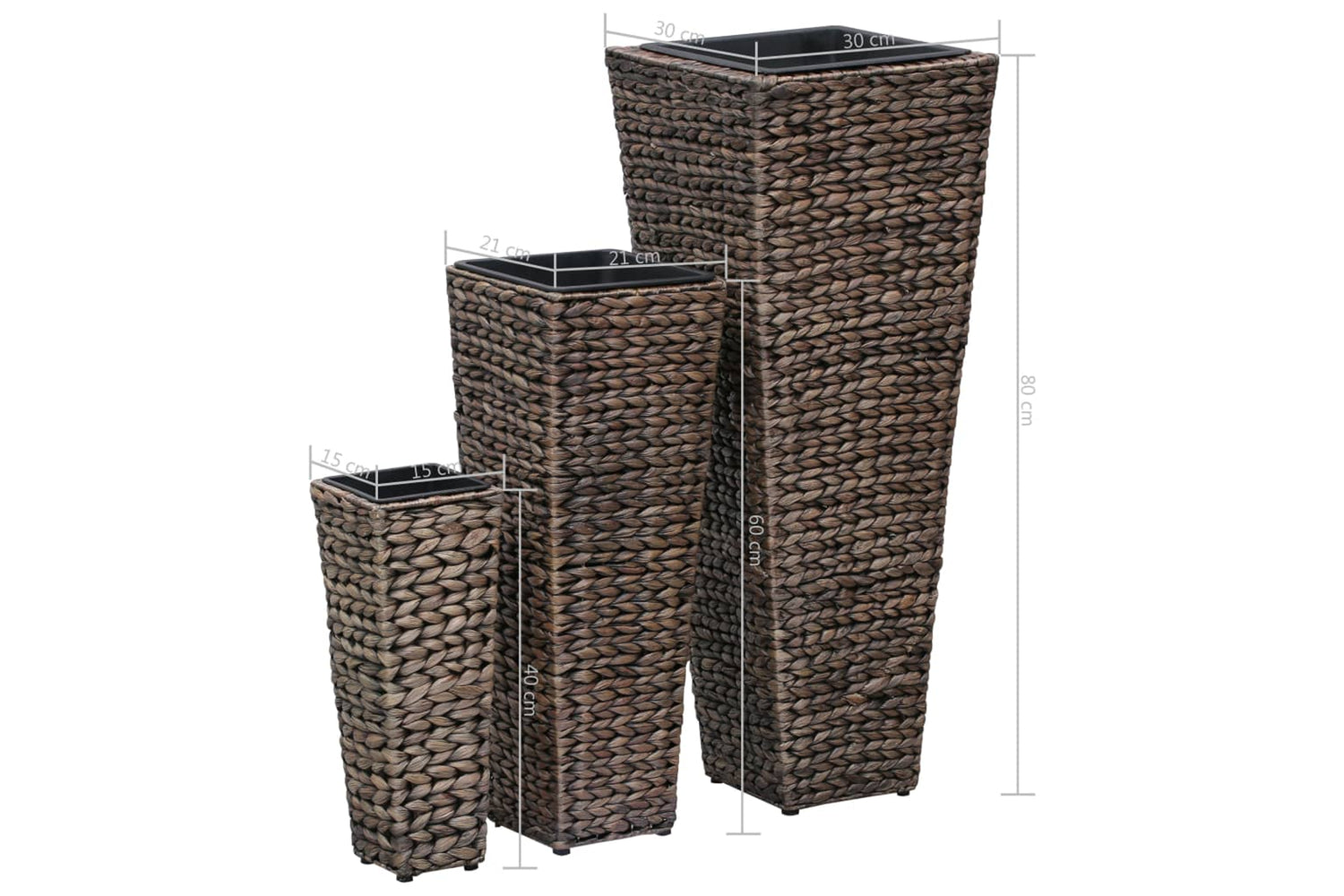 Vidaxl Raised Beds 3 Pcs Water Hyacinth Dark Brown-7