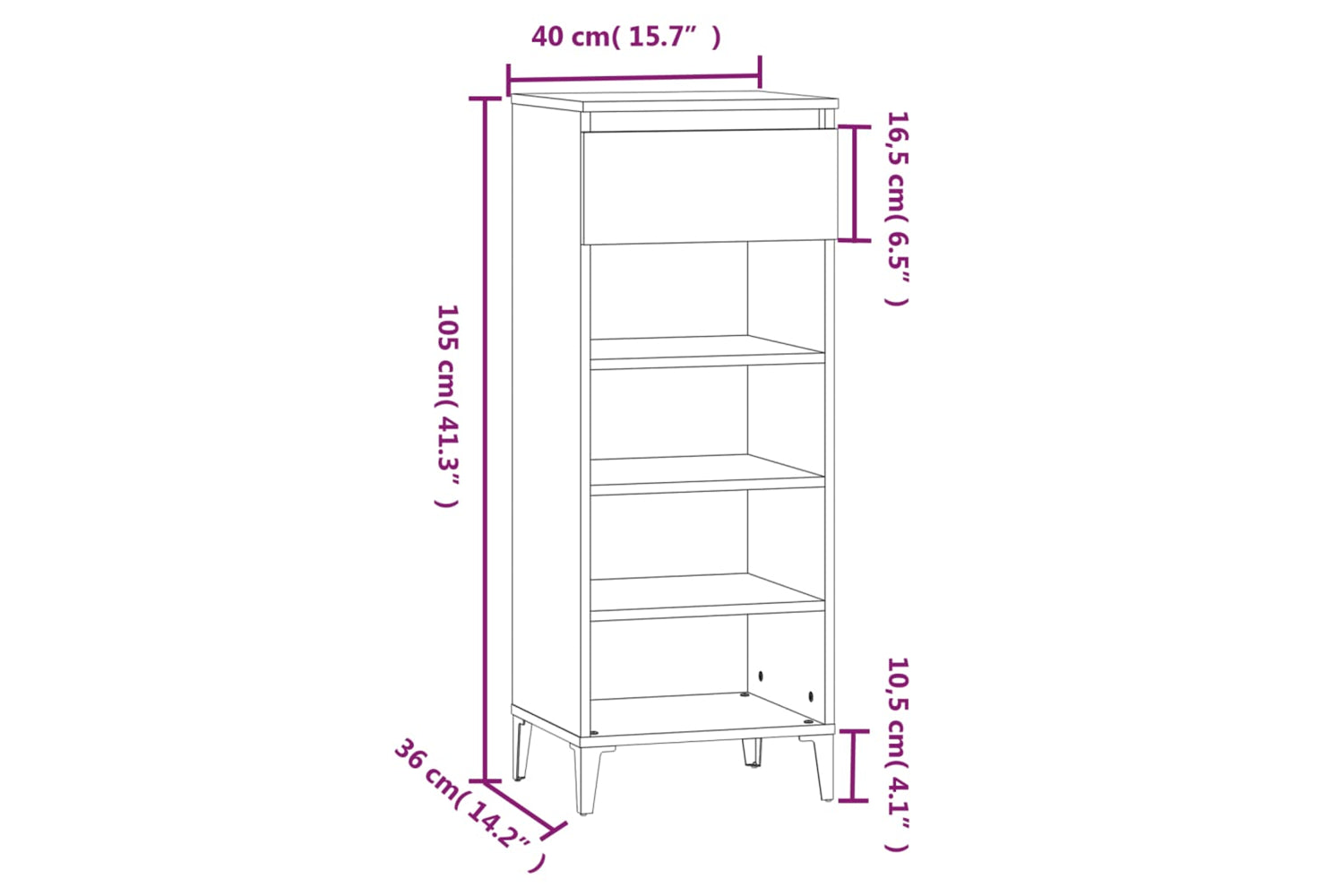 vidaXL 819783 Shoe Rack Sonoma Oak 40x36x105cm Engineered Wood-8