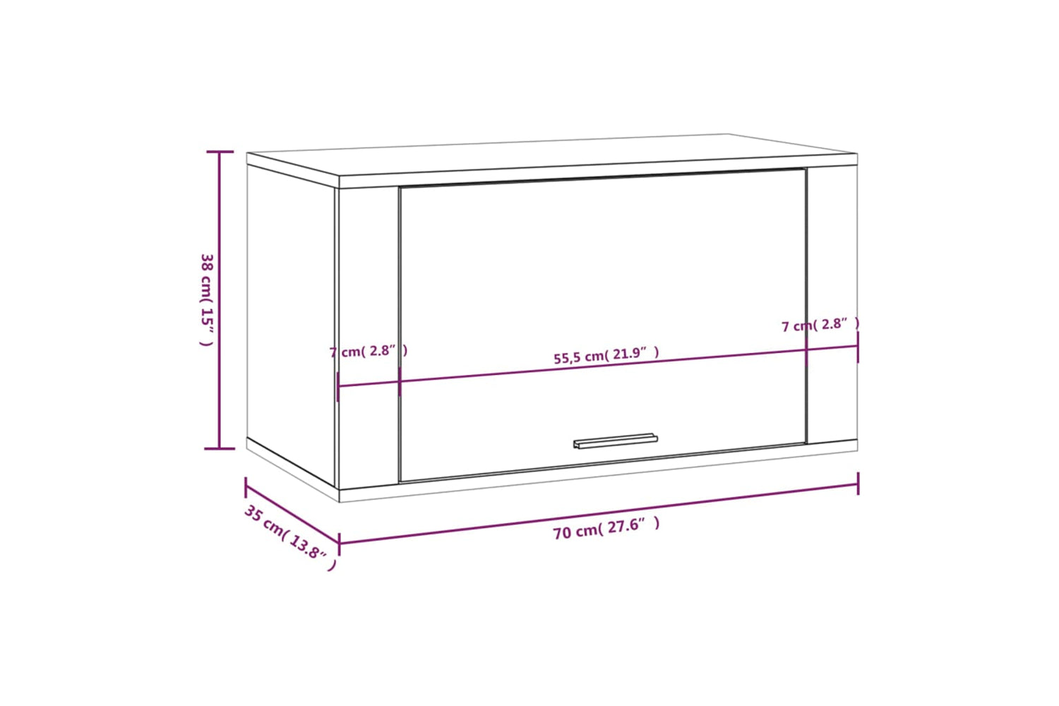 vidaXL 821012 Wall-mounted Shoe Cabinet White 70x35x38cm Engineered Wood-8