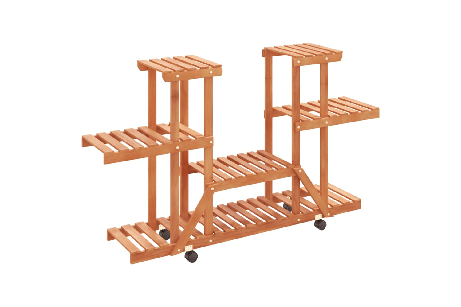vidaXL 362856 Flower Stand With Wheels 110x25x78cm Solid Wood Fir-3