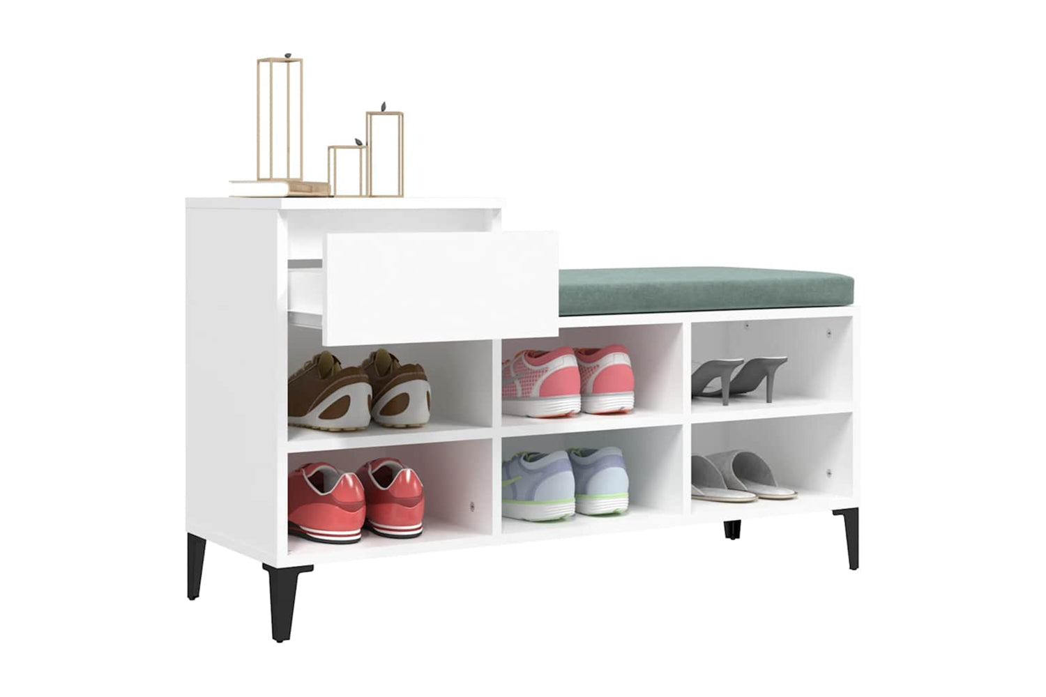 vidaXL 821212 Shoe Cabinet White 102x36x60cm Engineered Wood-4