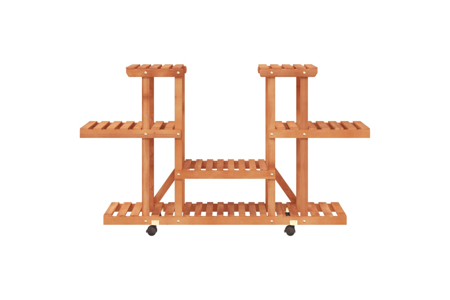 vidaXL 362856 Flower Stand With Wheels 110x25x78cm Solid Wood Fir-4
