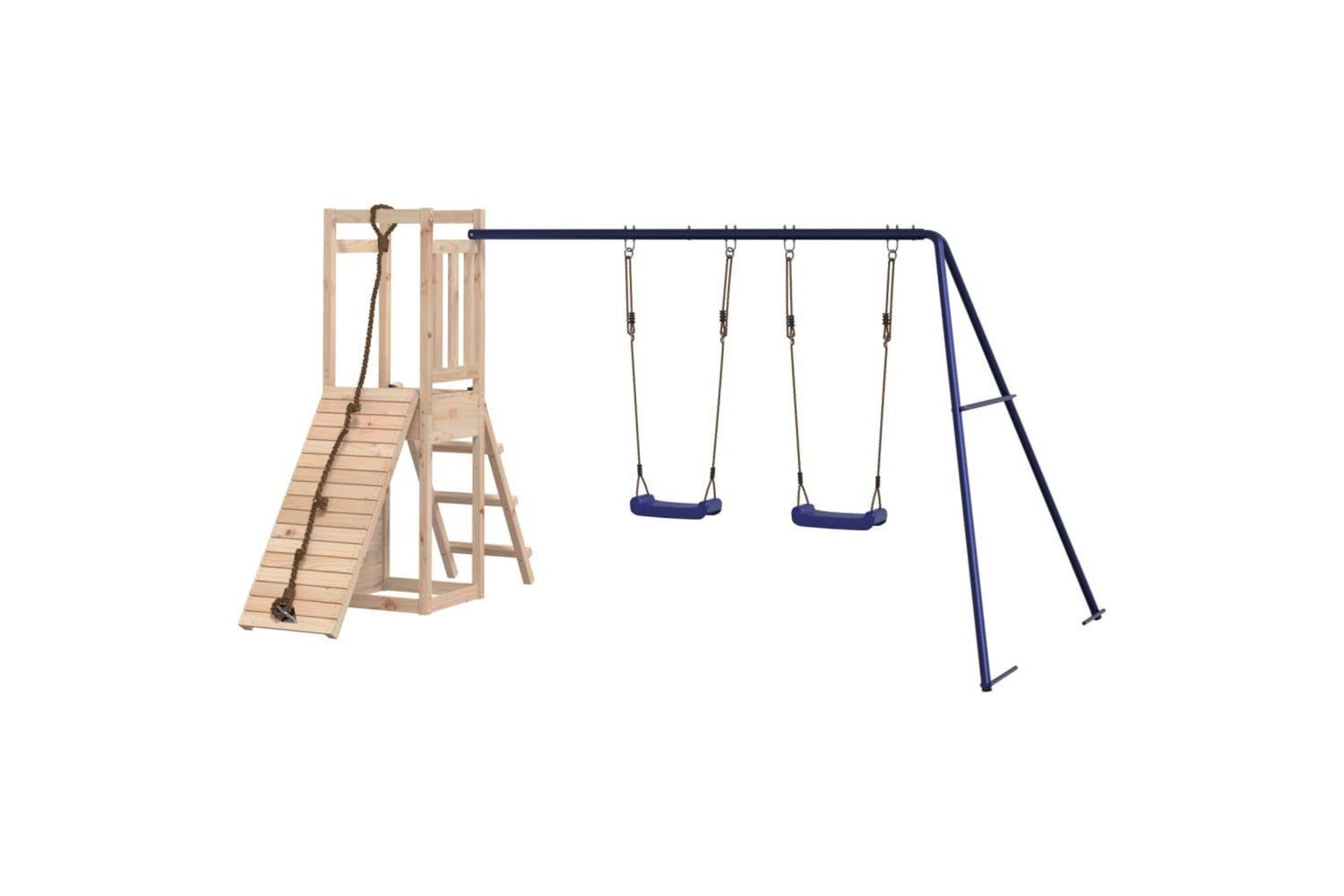 Vidaxl 3155921 Playhouse With Swings Climbing Wall Solid Wood Pine-7