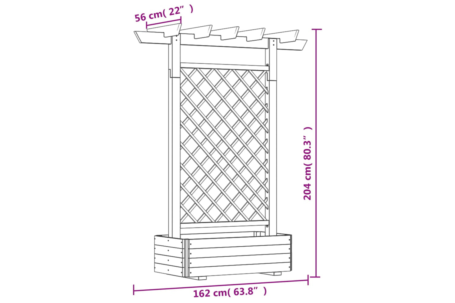 vidaXL 41702 Garden Pergola Planter 162x56x204cm Wood-5