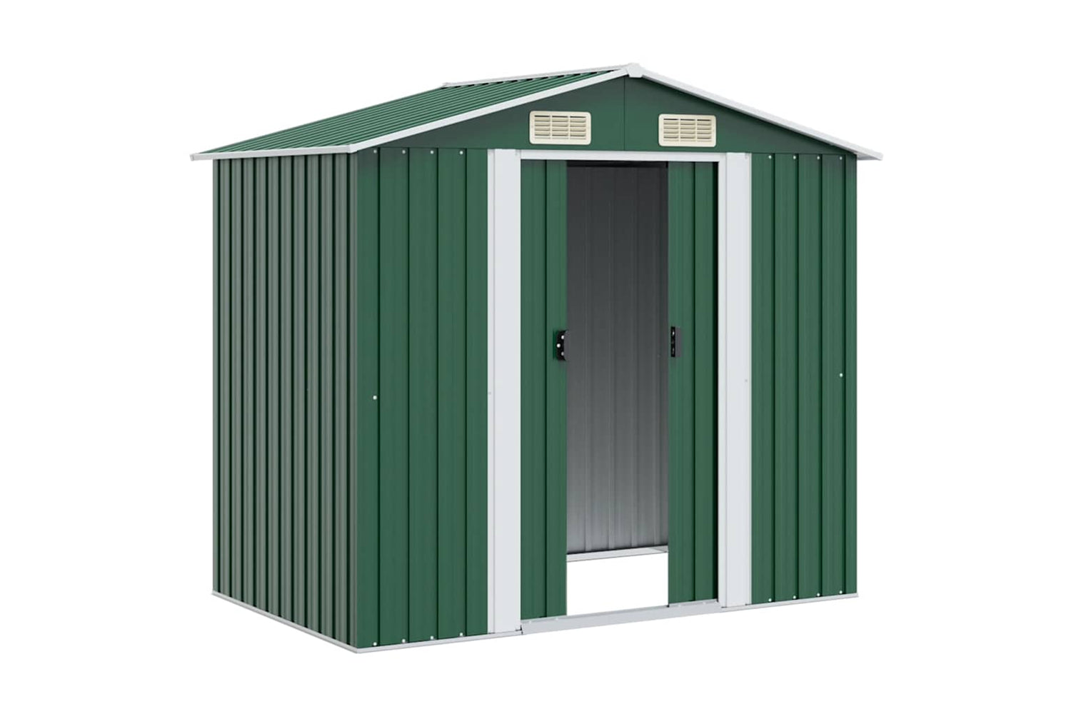 vidaXL 42909 Garden Storage Shed Green Metal 204x132x186cm-4