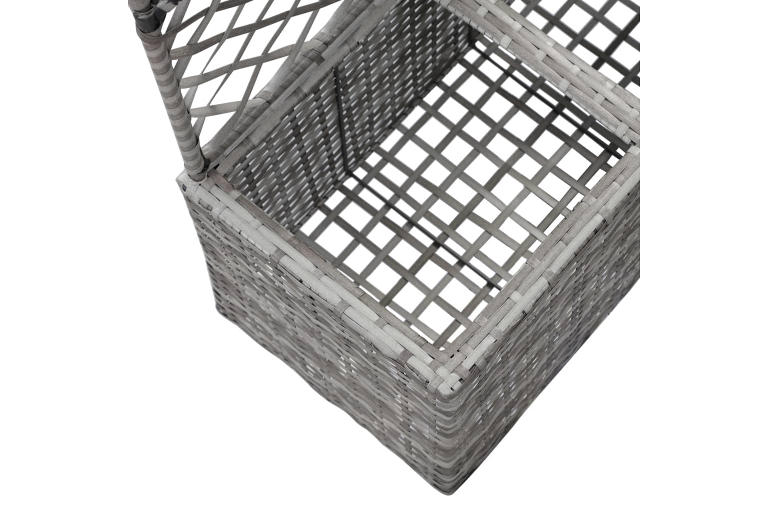 vidaXL 46934 Trellis Raised Bed With 2 Pots 58x30x107cm Poly Rattan Grey-6