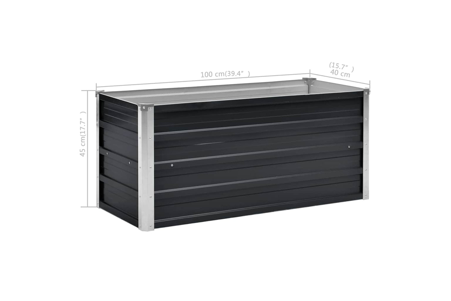 Vidaxl Garden Raised Bed Anthracite 100x40x45 Cm Galvanised Steel-7