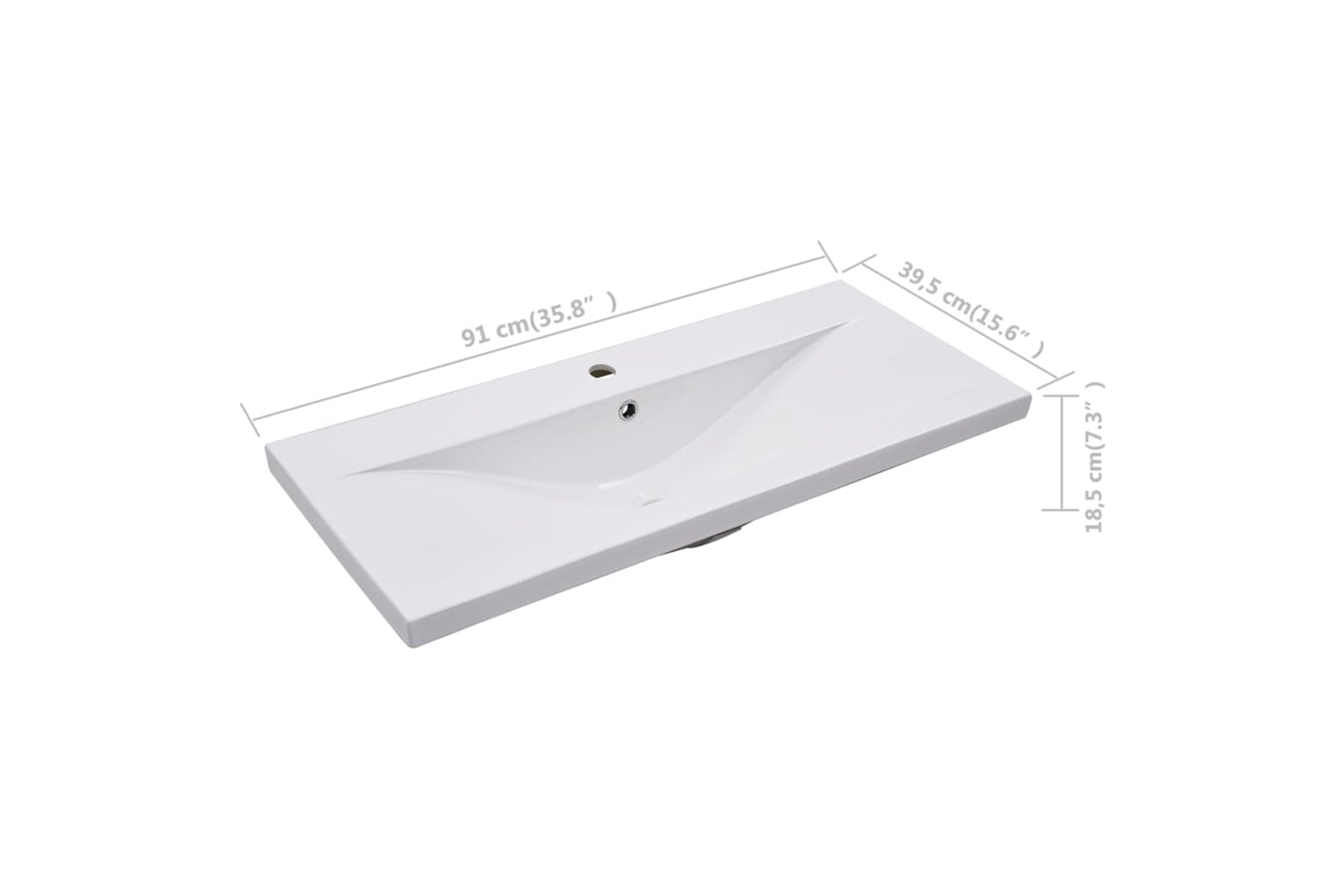 vidaXL 145063 Built-in Basin 91x39.5x18.5cm Ceramic White-6