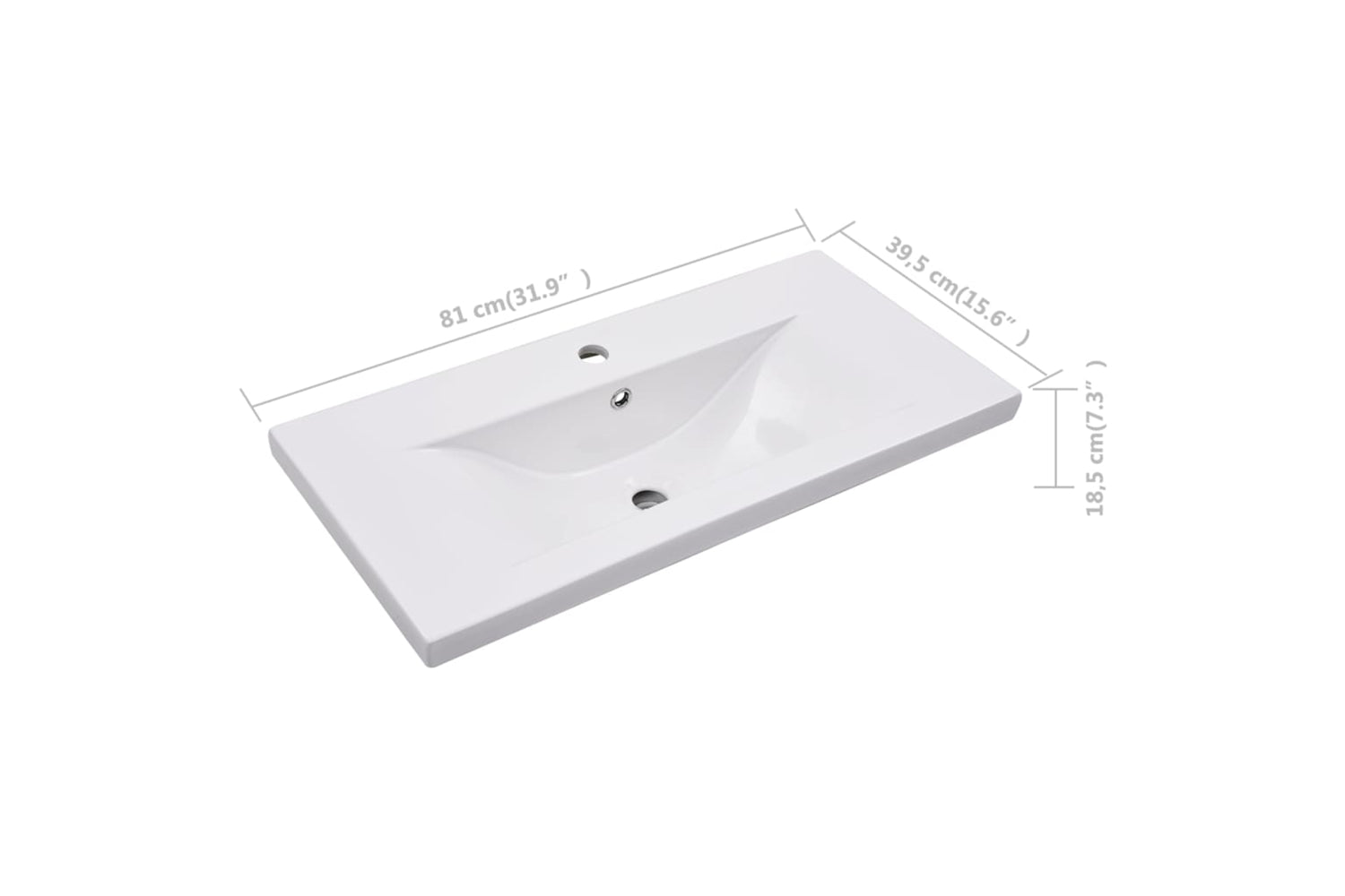 vidaXL 145062 Built-in Basin 81x39.5x18.5cm Ceramic White-6