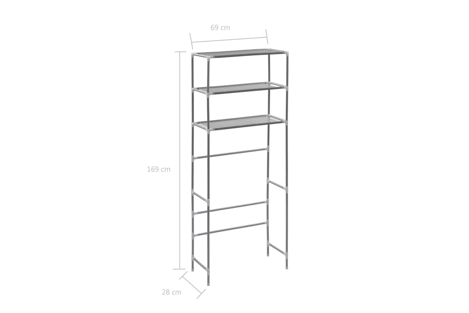 vidaXL 282465 3-tier Storage Rack Over Laundry Machine Silver 69x28x169cm-7