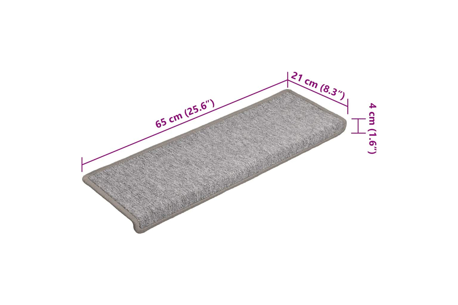 vidaXL Carpet Stair Treads 15 Pcs 65x21x4cm Light Grey-7