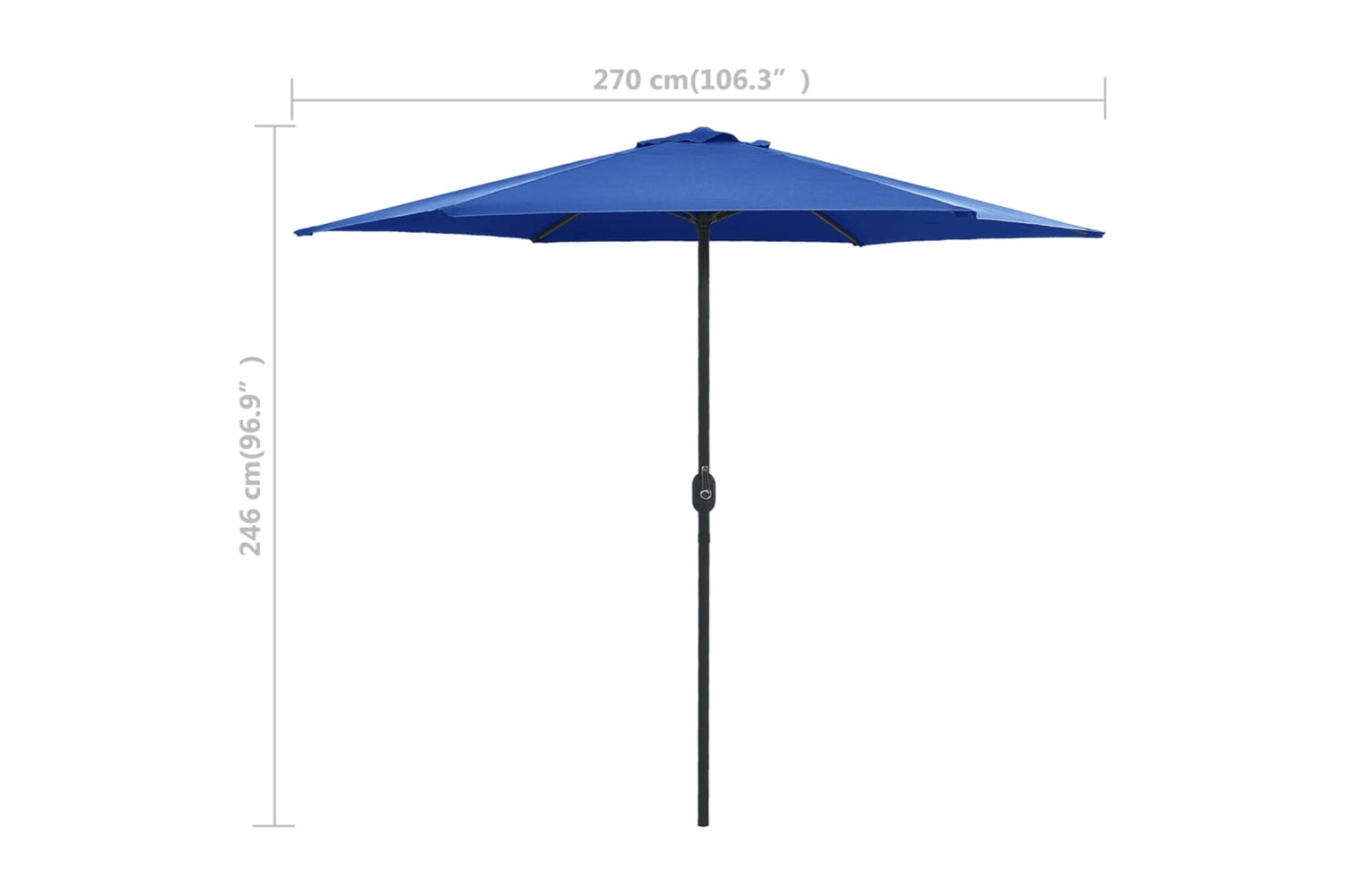 vidaXL 47351 Outdoor Parasol With Aluminium Pole 270x246cm Azure Blue-7