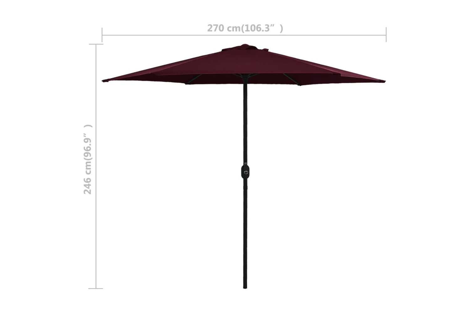 vidaXL 47348 Outdoor Parasol With Aluminium Pole 270x246cm Bordeaux Red-6