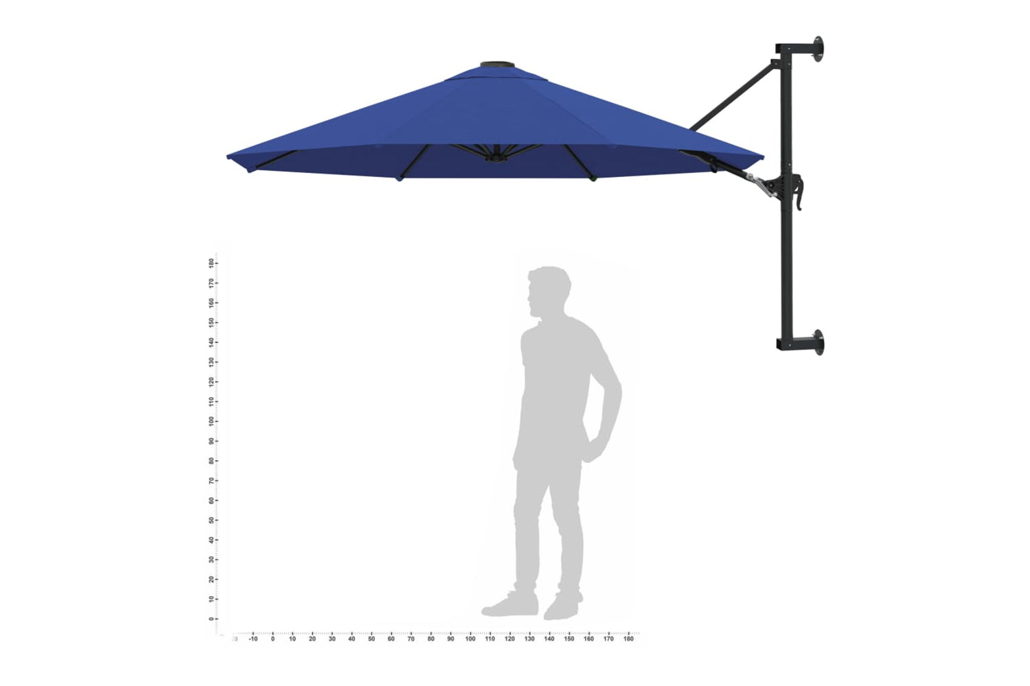 vidaXL Wall-mounted Parasol With Metal Pole 300cm Blue-9