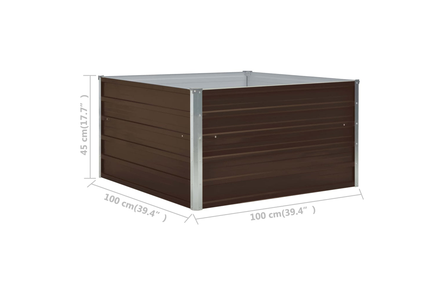 Vidaxl Raised Garden Bed 100x100x45 Cm Galvanised Steel Brown-6