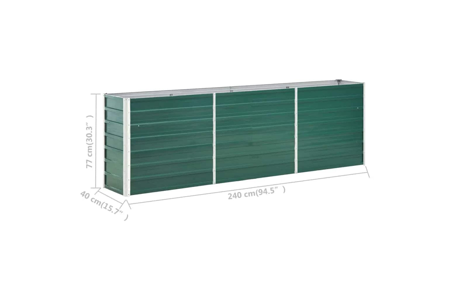 vidaXL 47041 Garden Raised Bed Galvanised Steel 240x40x77cm Green-7