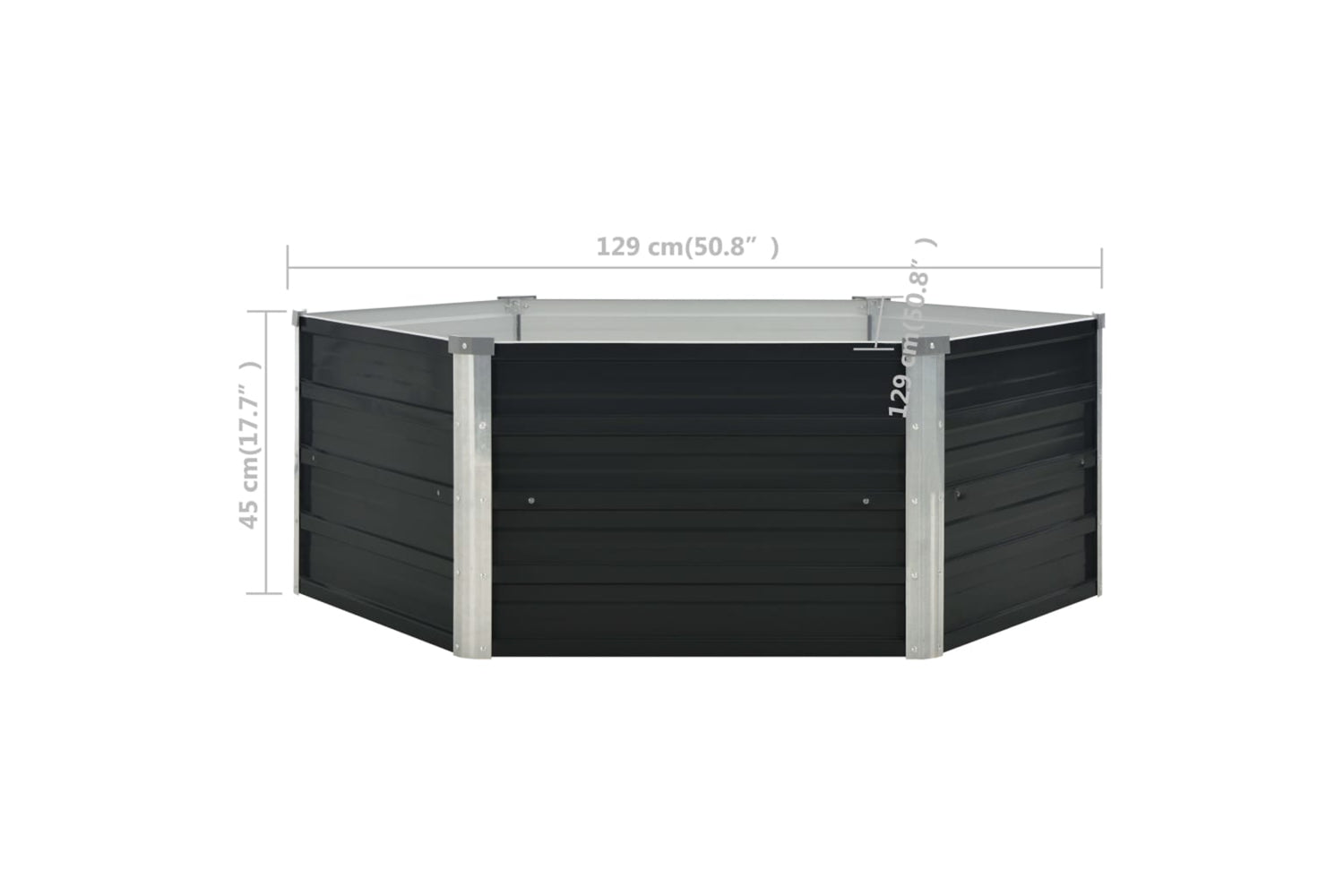 Vidaxl Raised Garden Bed Anthracite 129x129x45 Cm Galvanised Steel-6