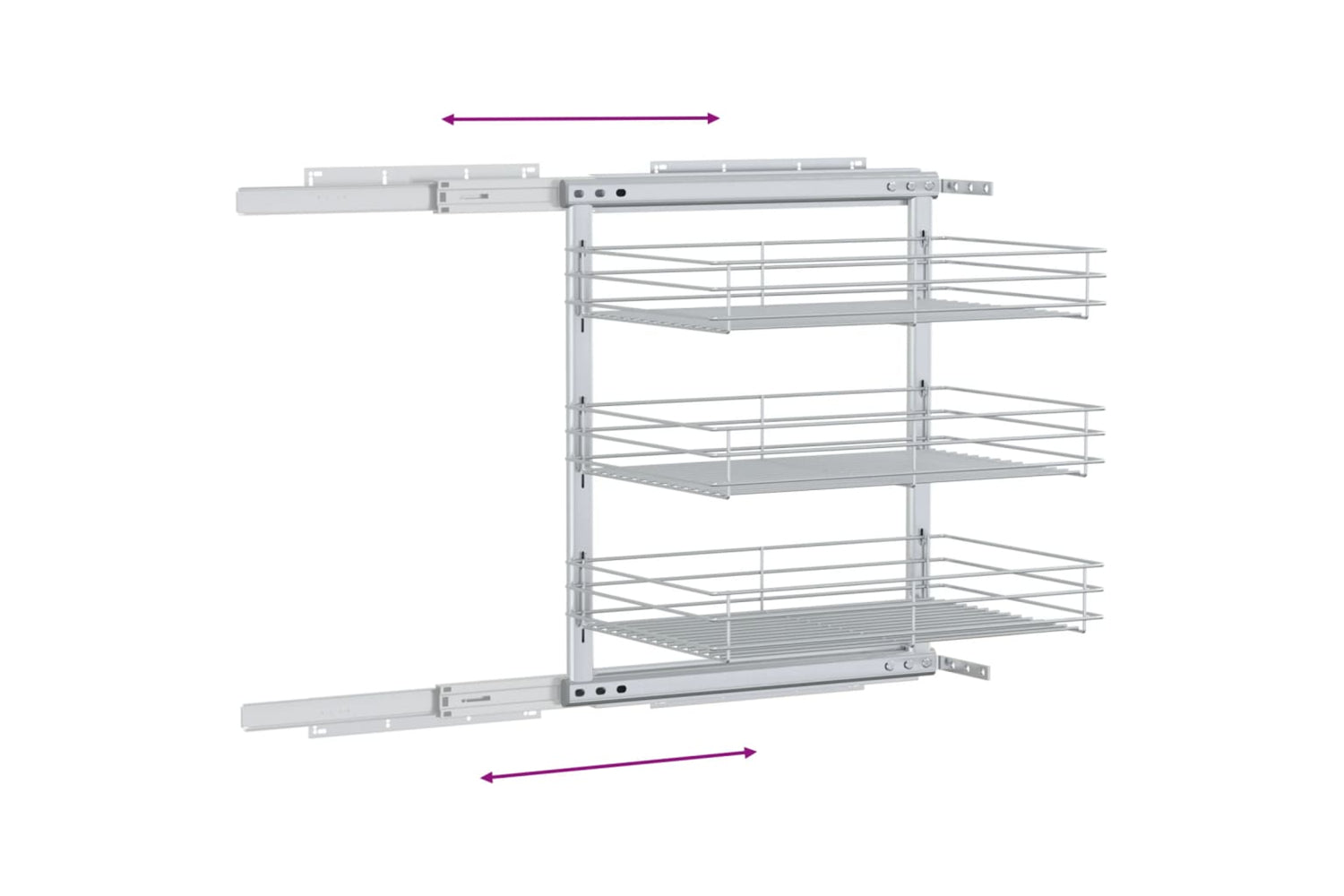 vidaXL 50970 3-tier Pull-out Kitchen Wire Basket Silver 47x35x56cm-7
