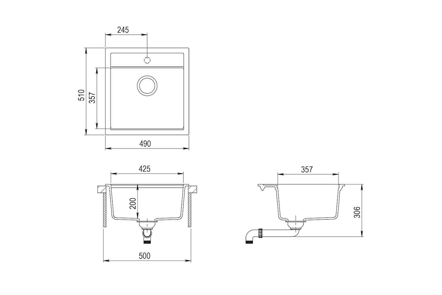 Vidaxl Granite Kitchen Sink Single Basin White-7