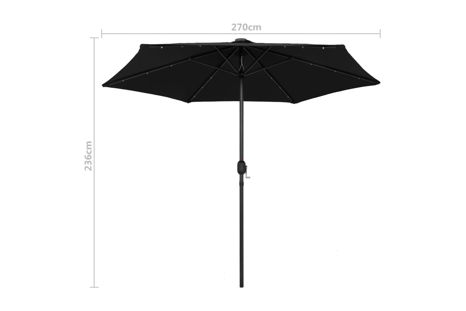 Vidaxl 47358 Parasol With Led Lights And Aluminium Pole 270 Cm Black-7
