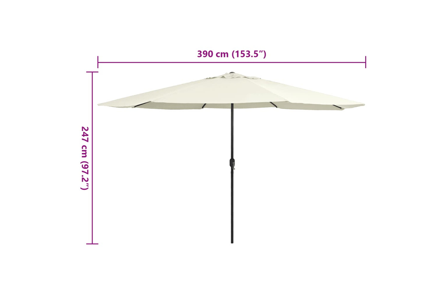 vidaXL Outdoor Parasol With Metal Pole 390cm Sand White-6