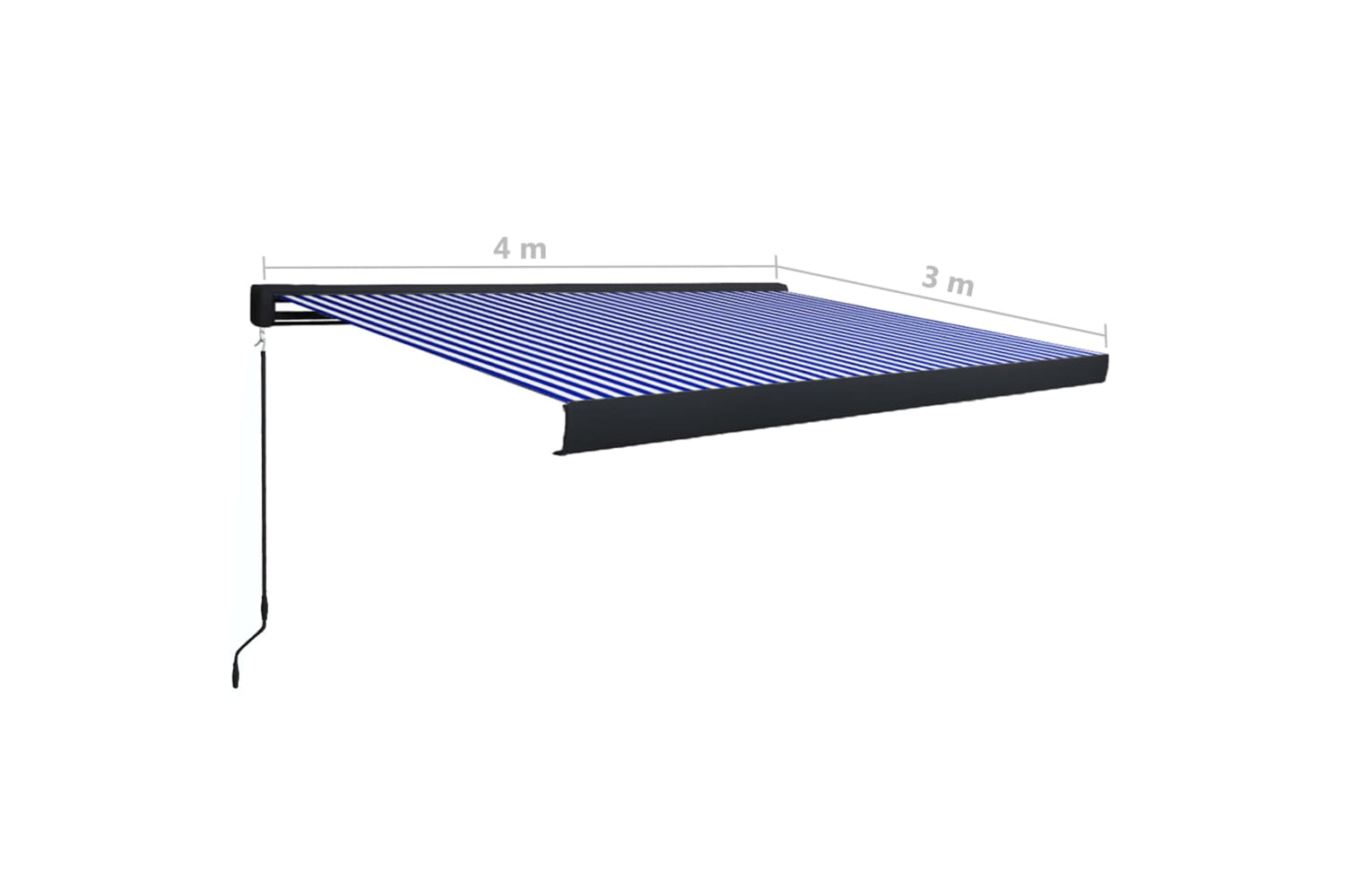 vidaXL 3052704 Manual Cassette Awning 400x300cm Blue And White-6