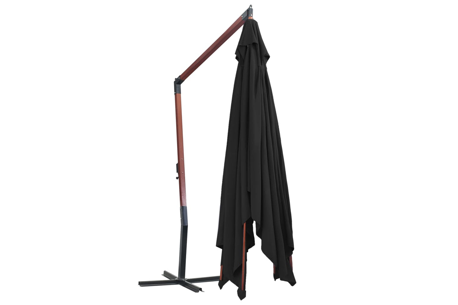 vidaXL 47122 Hanging Parasol With Wooden Pole 400x300cm Black-4