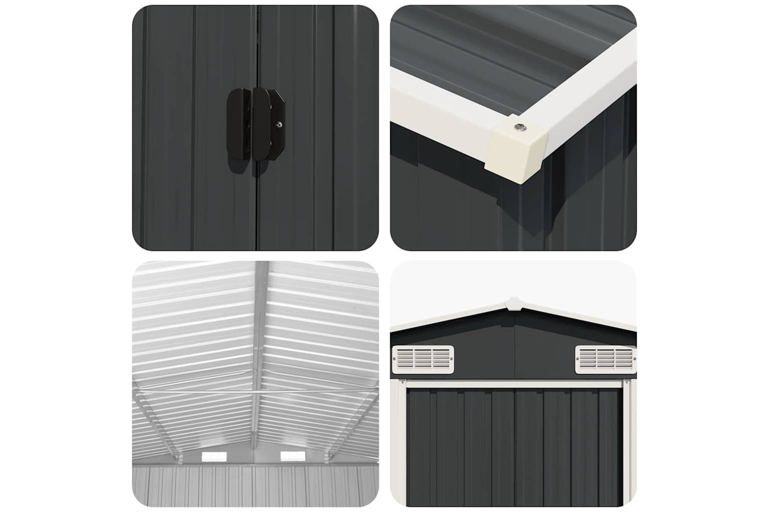 vidaXL 47034 Garden Shed Anthracite 257x779x181cm Galvanised Steel-8