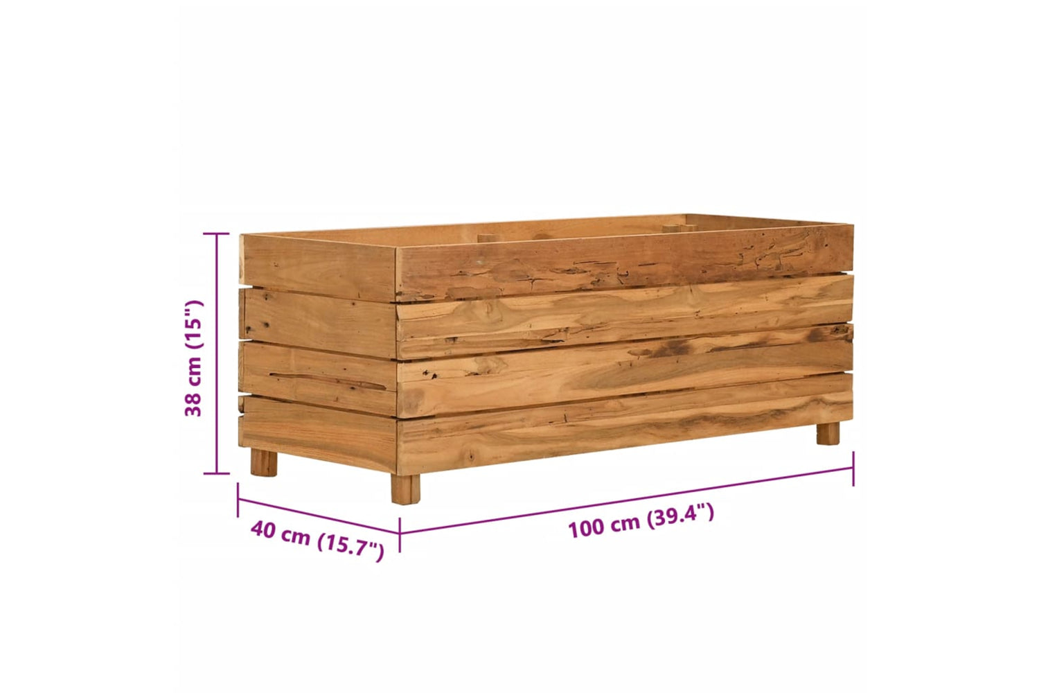 vidaXL Raised Bed 100x40x38cm Recycled Teak Wood And Steel-8