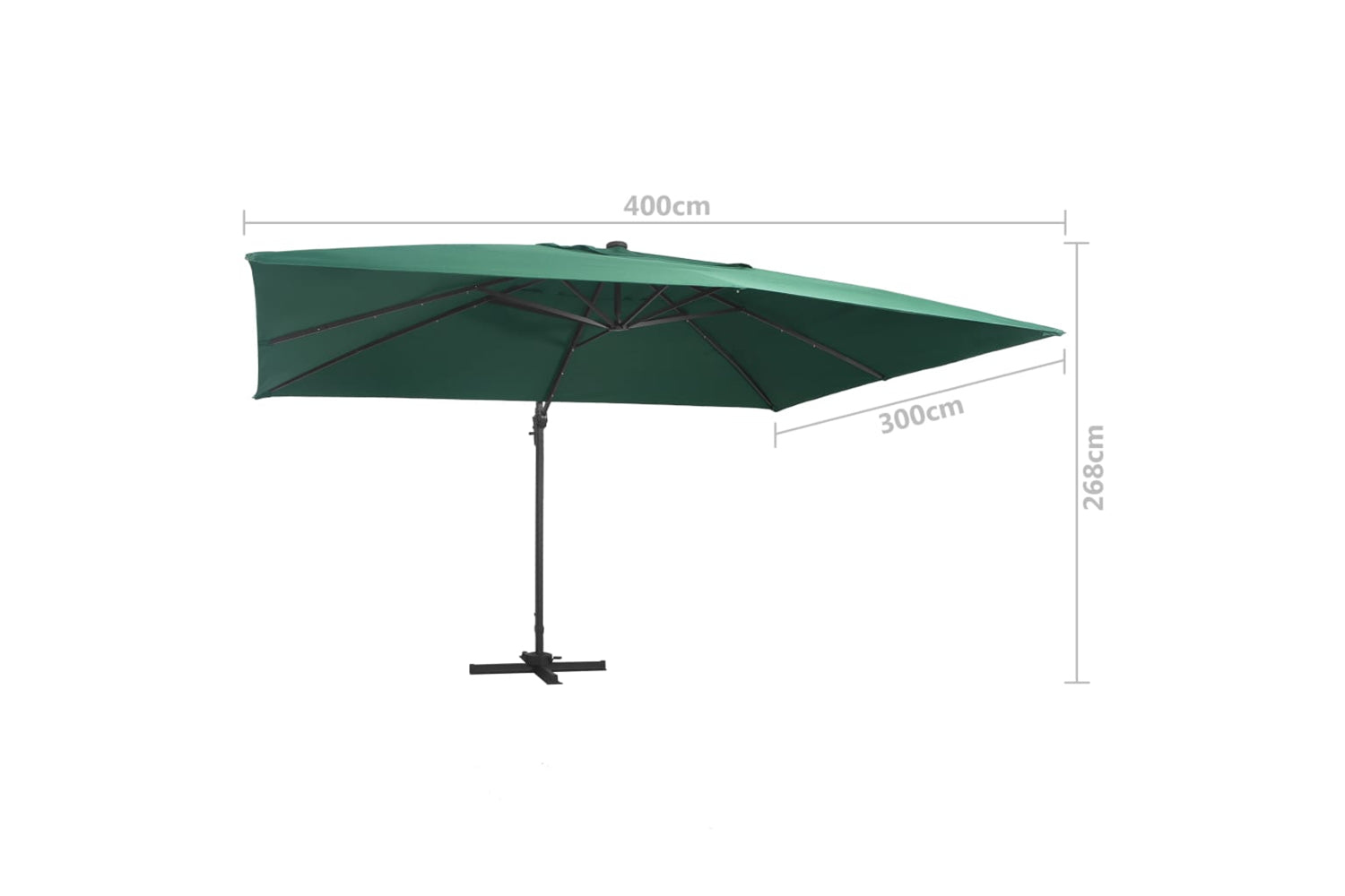 Vidaxl 47005 Cantilever Umbrella With Led Lights And Aluminium Pole 400x300 Cm Green-9