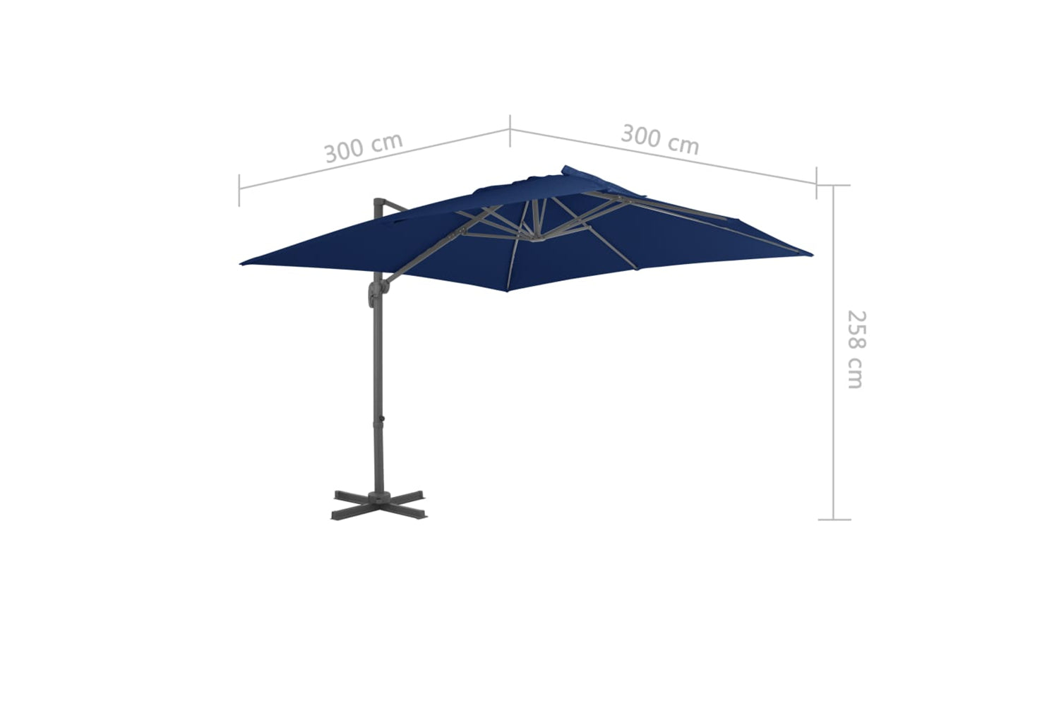 Vidaxl 47002 Cantilever Umbrella With Aluminium Pole 3x3 M Azure Blue-8