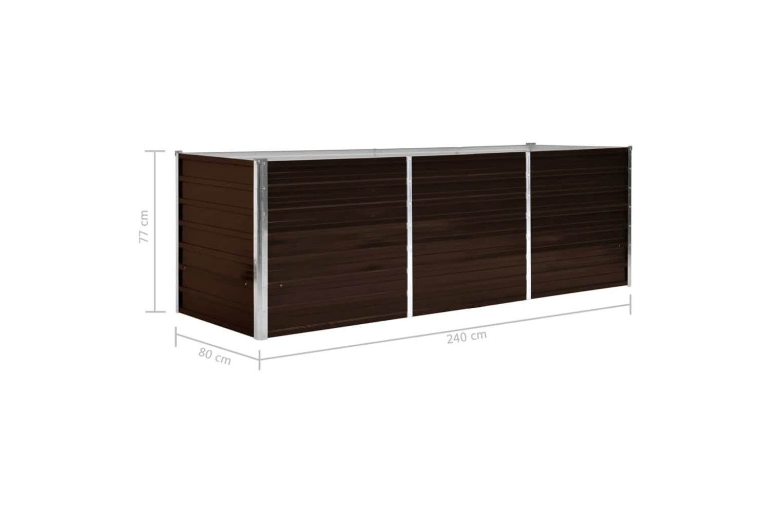 vidaXL 45713 Garden Raised Bed Brown 240x80x77cm Galvanised Steel-7