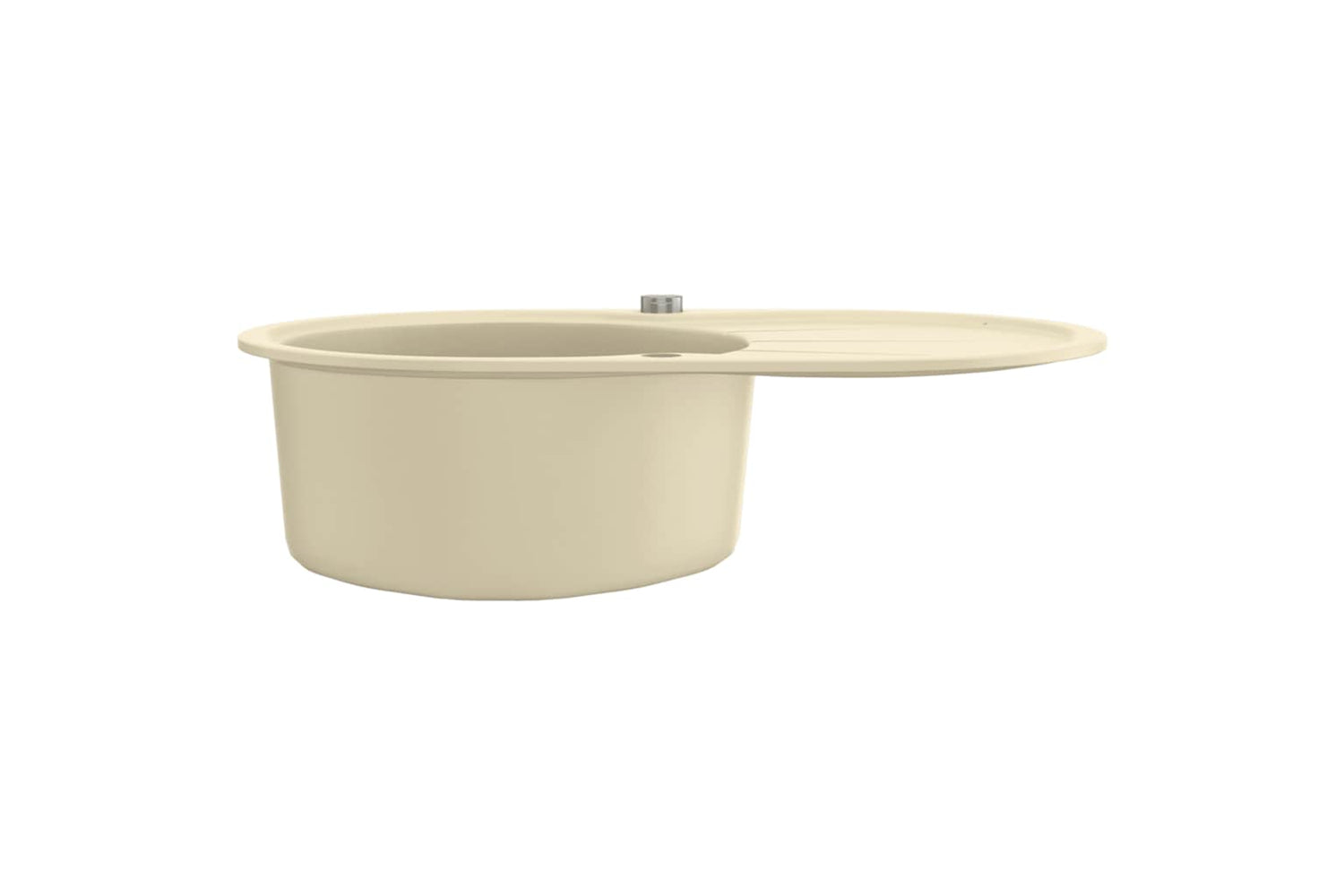 Vidaxl Granite Kitchen Sink Single Basin Oval Beige-4