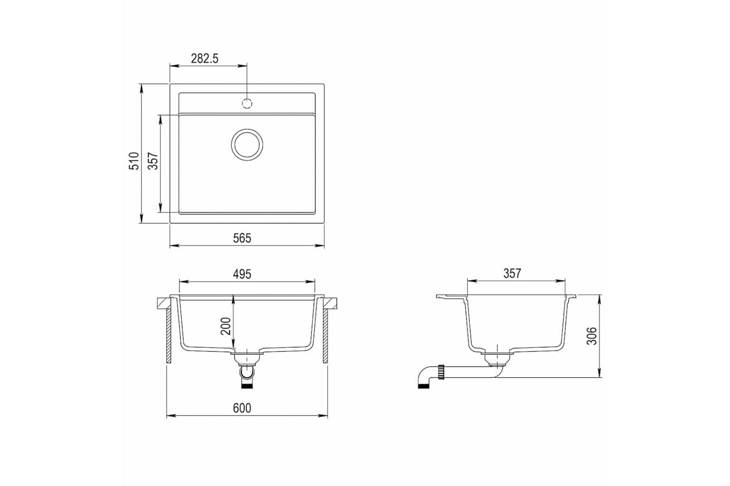 Vidaxl Granite Kitchen Sink Single Basin Beige-7