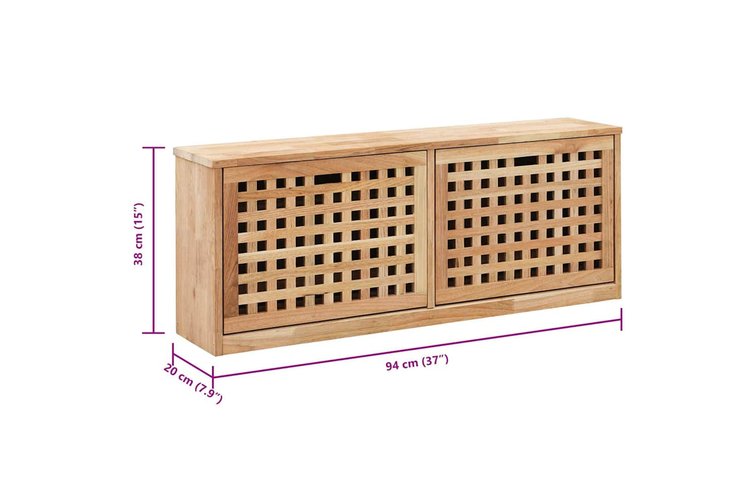 vidaXL 247599 Shoe Storage Bench 94x20x38cm Solid Walnut Wood-8