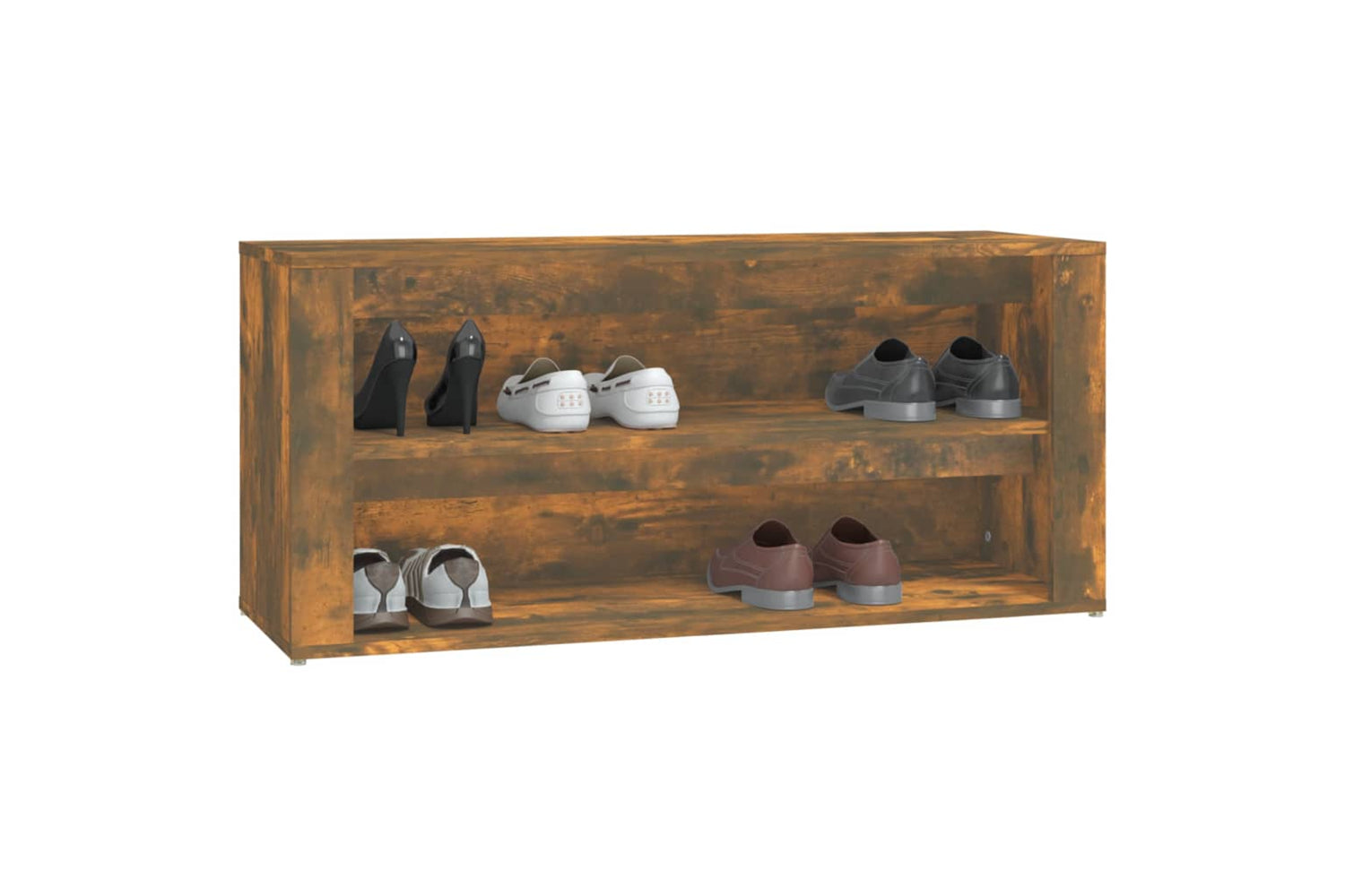 vidaXL 816909 Shoe Rack Smoked Oak 100x35x45cm Engineered Wood-3