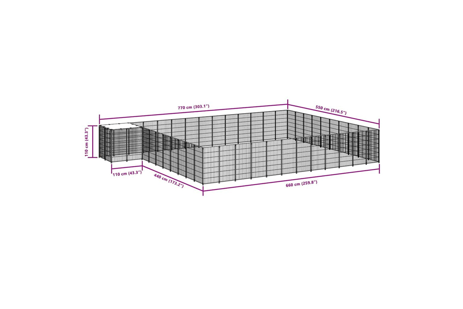 Vidaxl 3082242 Dog Kennel Black 37.51 M2 Steel-6