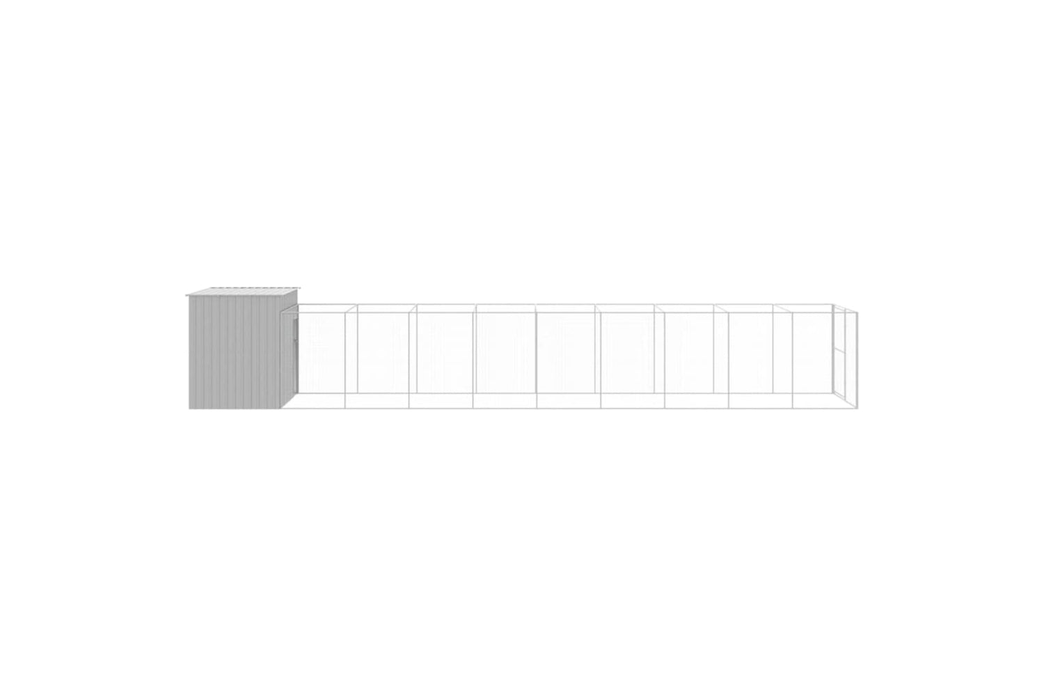 vidaXL 3189129 Dog House With Run Light Grey 214x1069x181cm Galvanised Steel-3