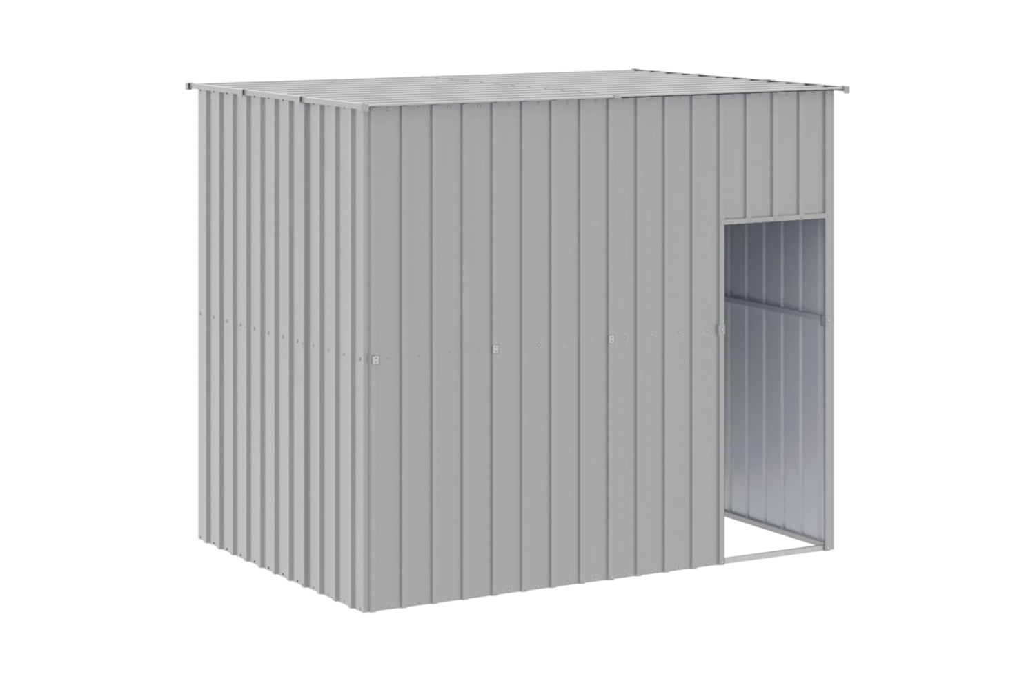 vidaXL 3189127 Dog House With Run Light Grey 214x661x181cm Galvanised Steel-5