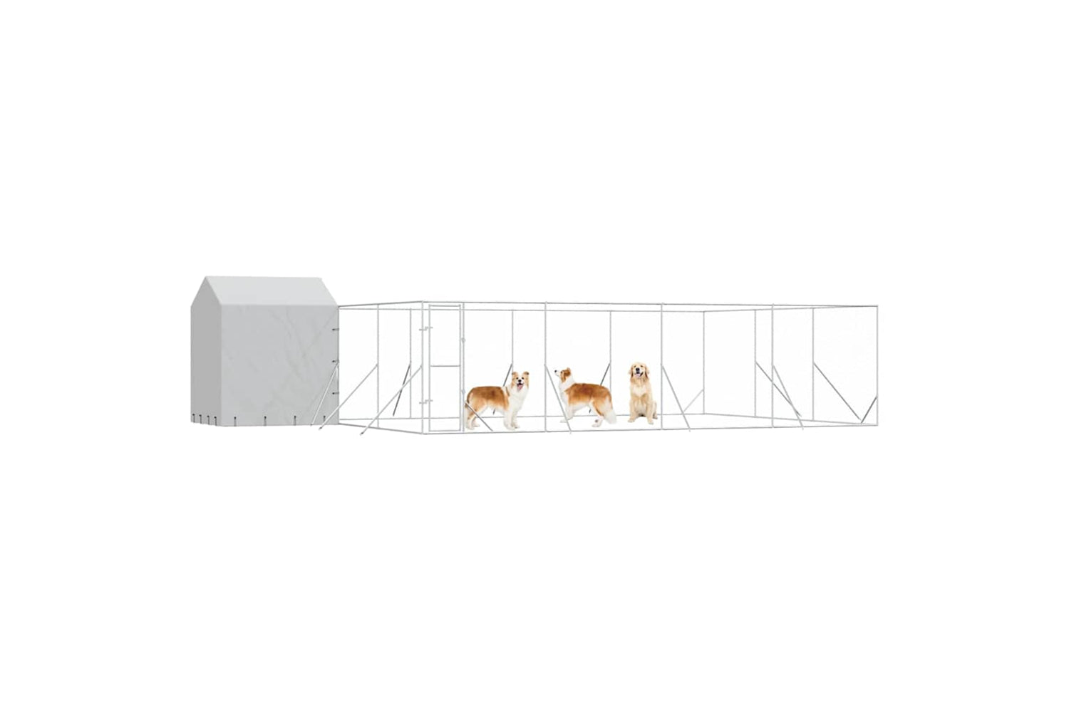 Vidaxl 3190480 Outdoor Dog Kennel With Roof Silver 10x6x2.5 M Galvanised Steel-2
