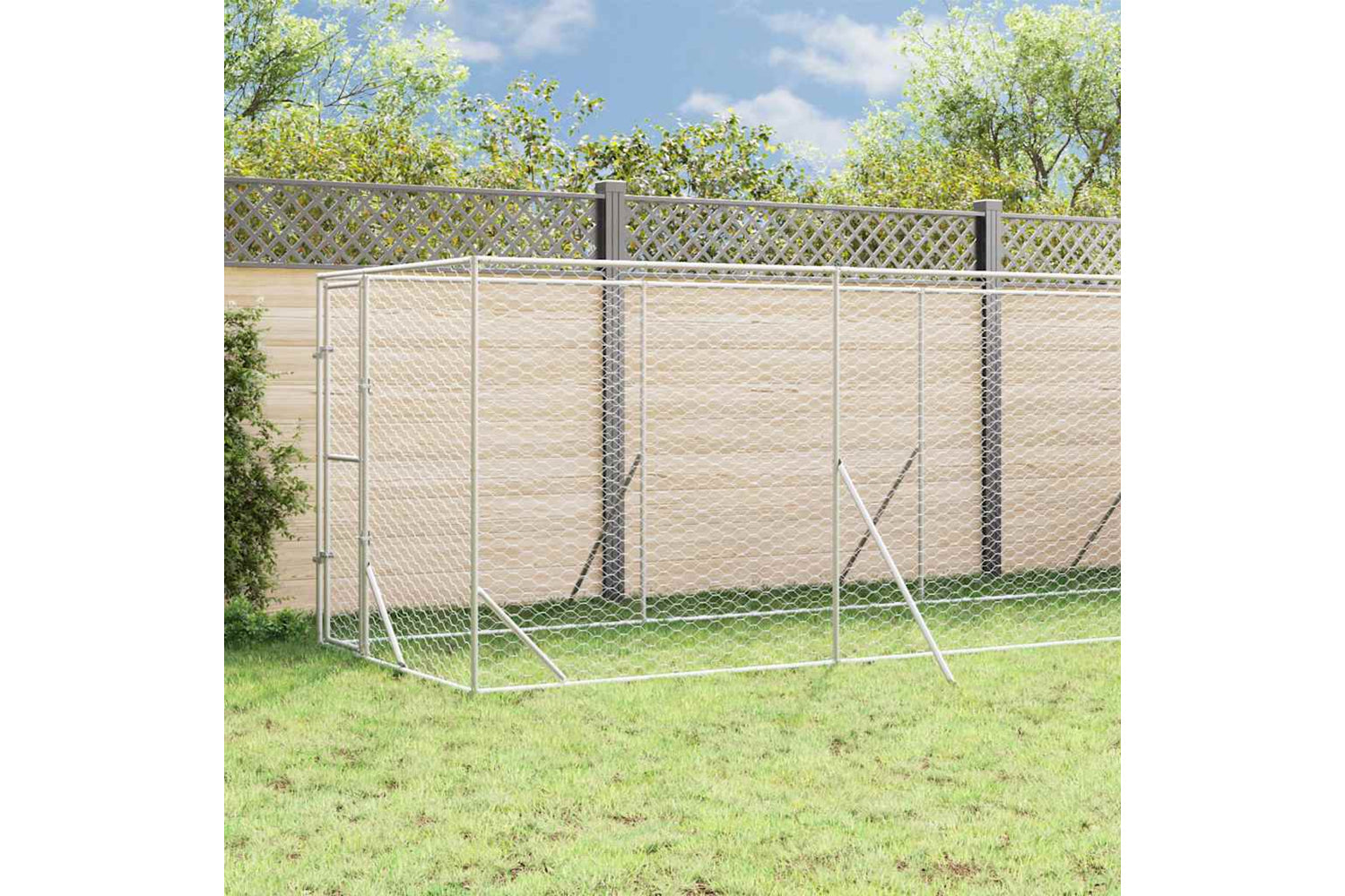 Vidaxl 3190476 Outdoor Dog Kennel With Roof Silver 2x10x2.5 M Galvanised Steel-2