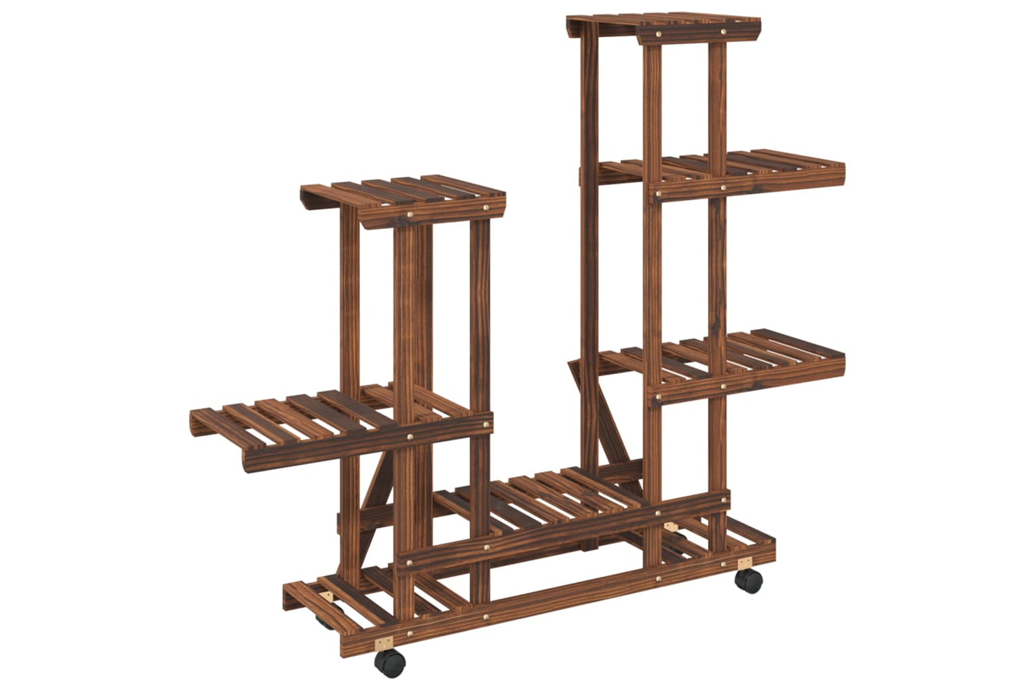 vidaXL 362863 Flower Stand With Wheels 95x25x101cm Solid Wood Fir-5