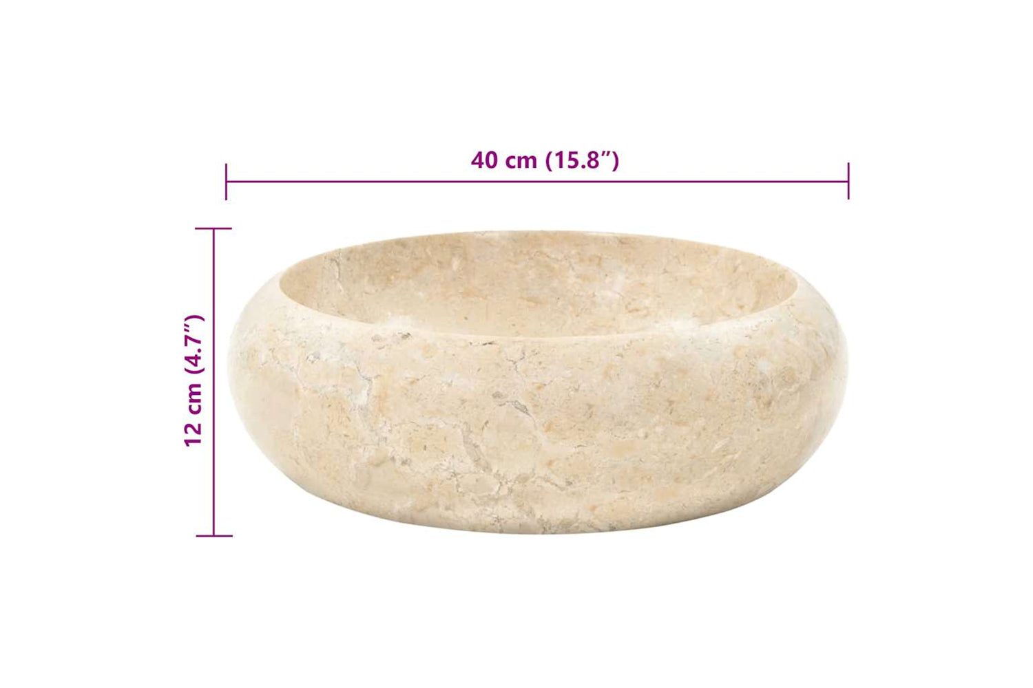 vidaXL 142767 Sink 40x12cm Marble Cream-8