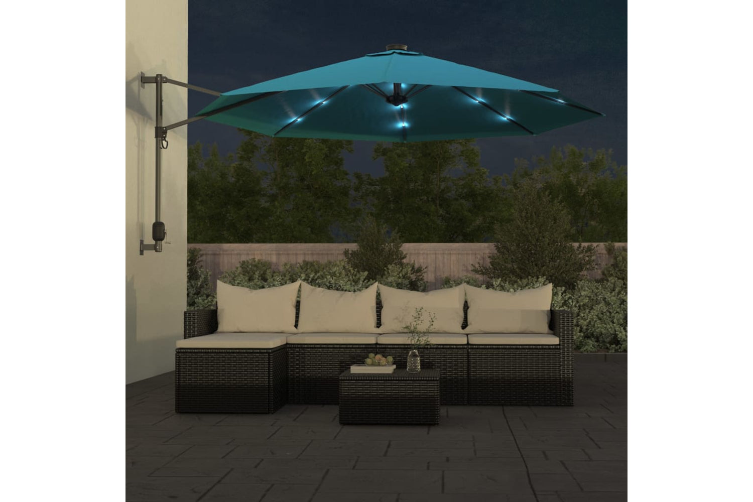 Vidaxl 362894 Wall-mounted Parasol With Leds Sea Blue 290cm-2