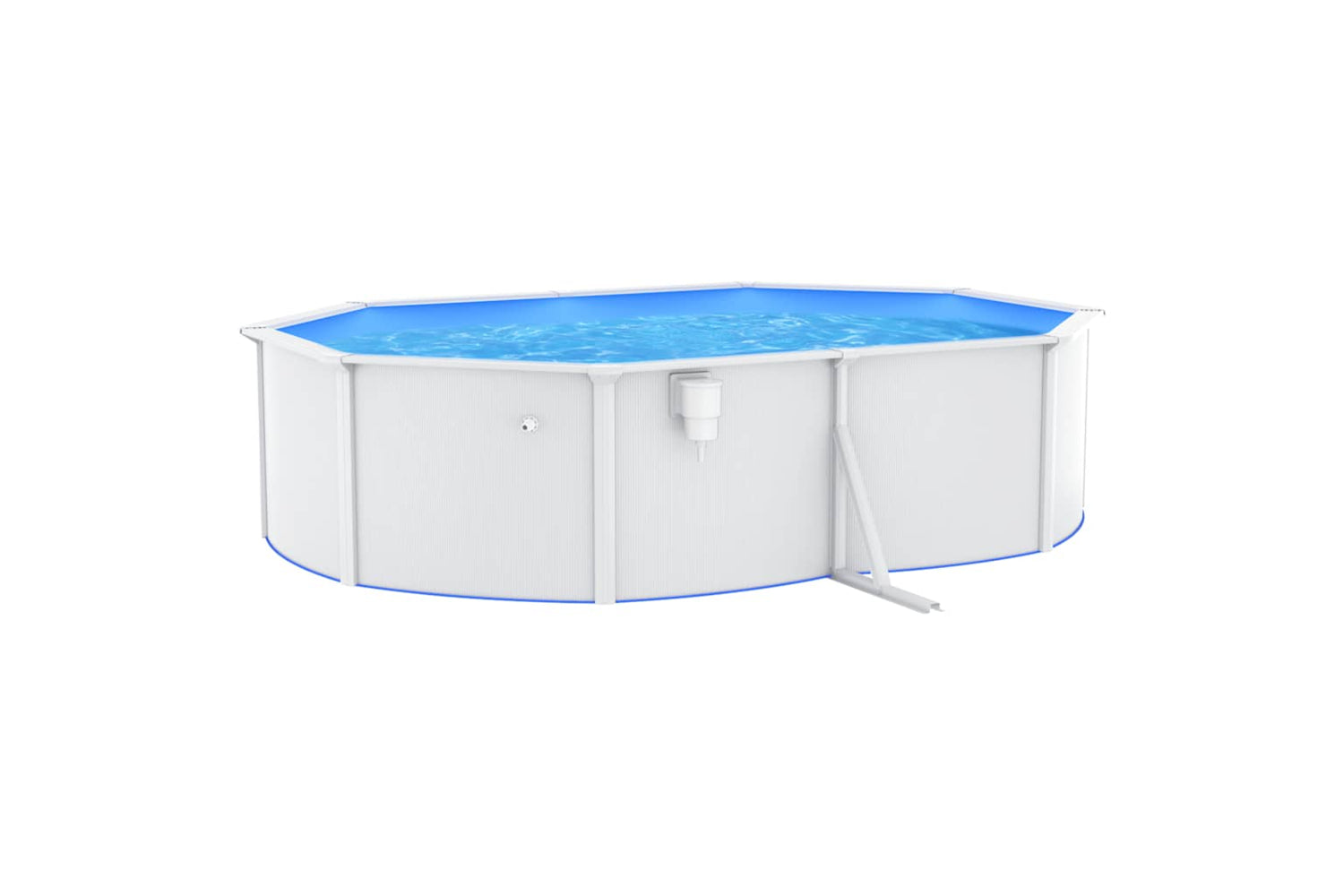 Vidaxl Swimming Pool With Steel Wall Oval 490x360x120 Cm White-2
