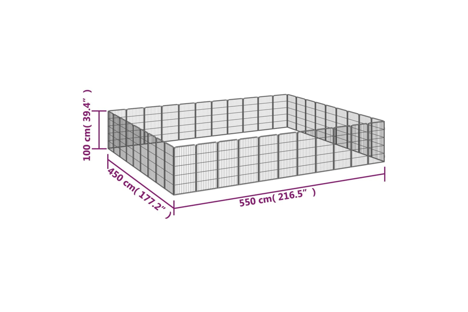 vidaXL 3115966 40-panel Dog Playpen Black 50x100cm Powder-coated Steel-7