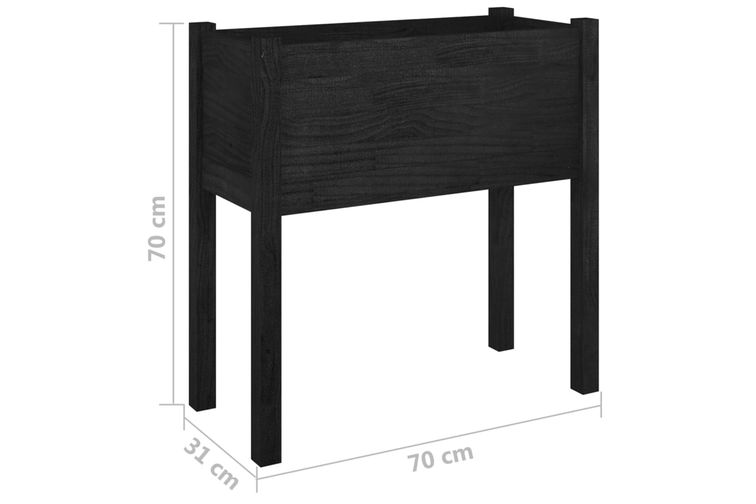 vidaXL 810828 Garden Planters 2 Pcs Black 70x31x70cm Solid Pinewood-8