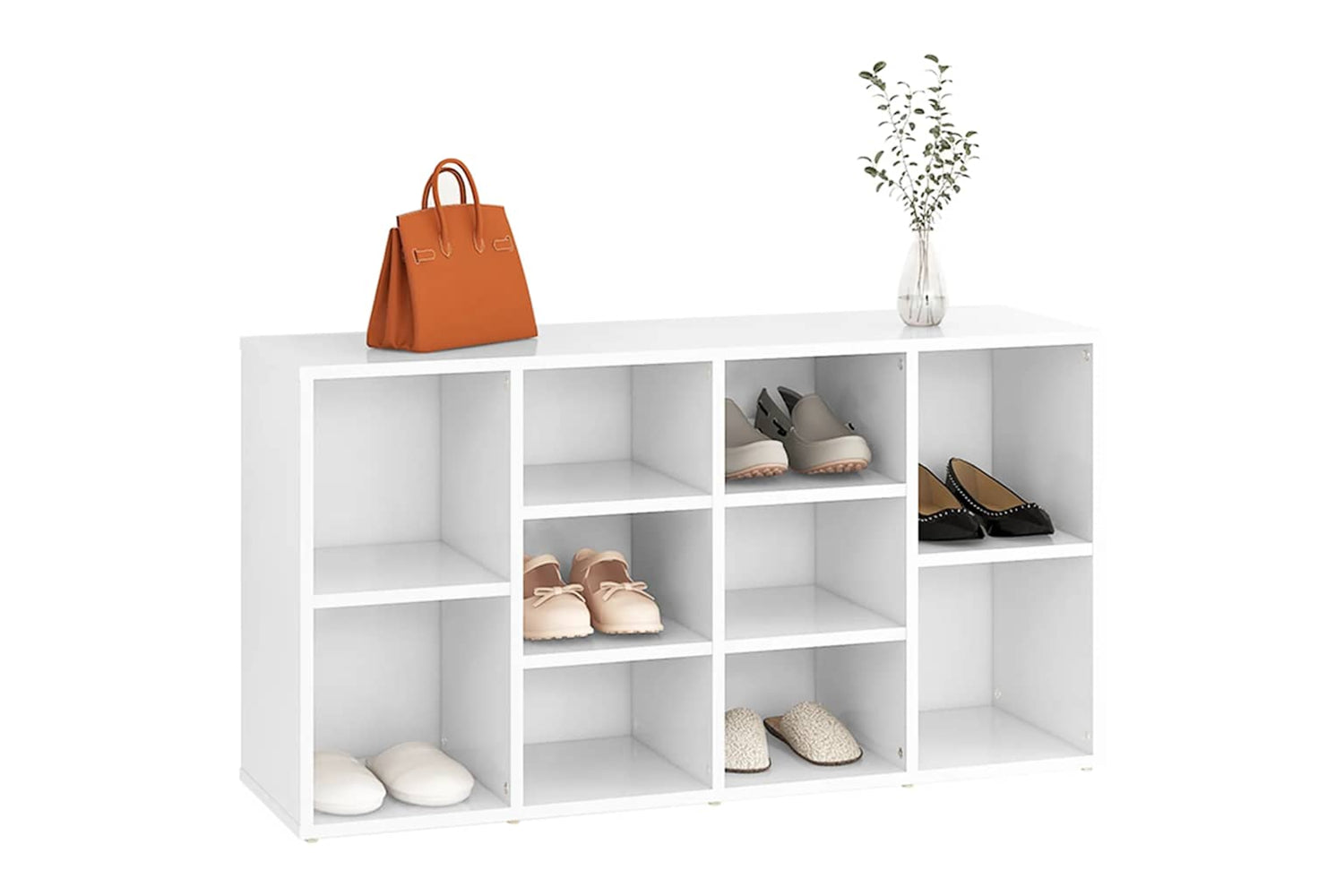 vidaXL 803290 Shoe Bench White 103x30x54.5cm Engineered Wood-2