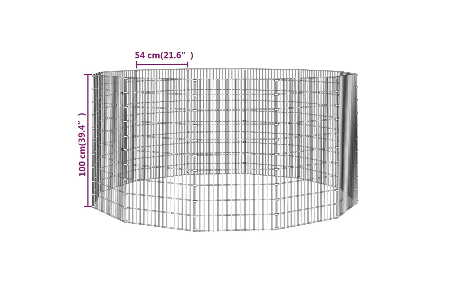 Vidaxl Free Range Animal Enclosure 12-panel 54x100 Cm Galvanised Iron-7